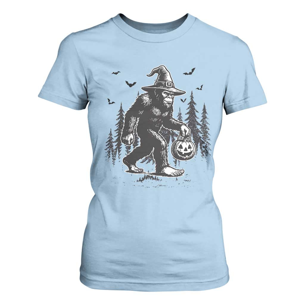 Funny Halloween Gift T Shirt For Women Bigfoot Witch Costume TS12 Light Blue Print Your Wear