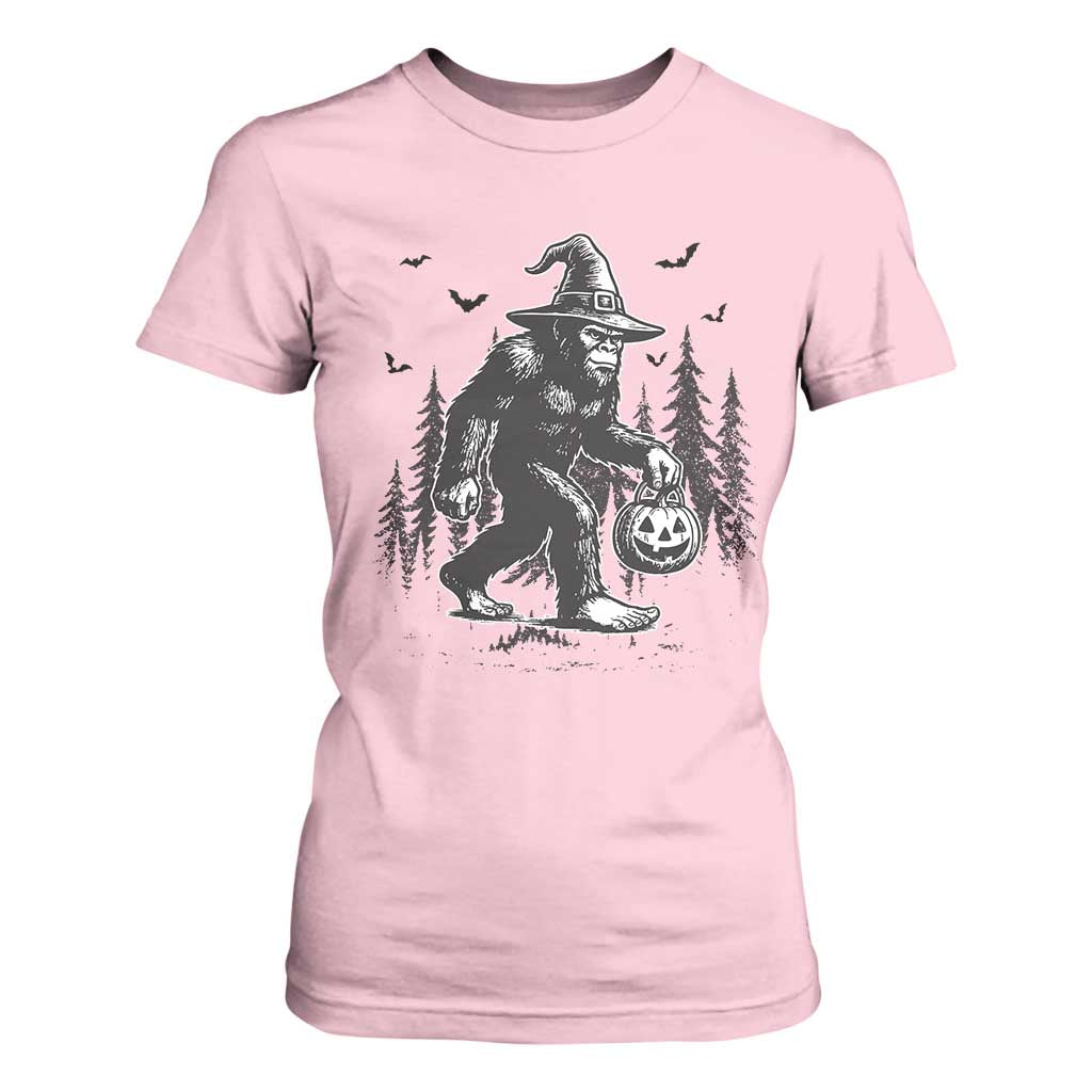 Funny Halloween Gift T Shirt For Women Bigfoot Witch Costume TS12 Light Pink Print Your Wear