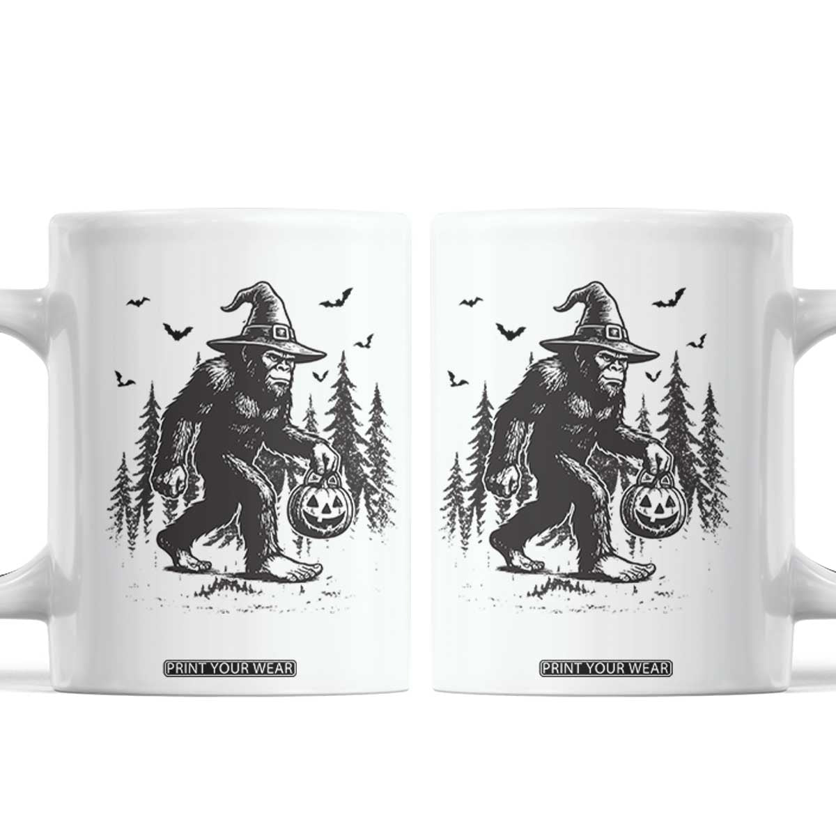 Funny Halloween Gift Coffee Mug Bigfoot Witch Costume TS12 White Print Your Wear