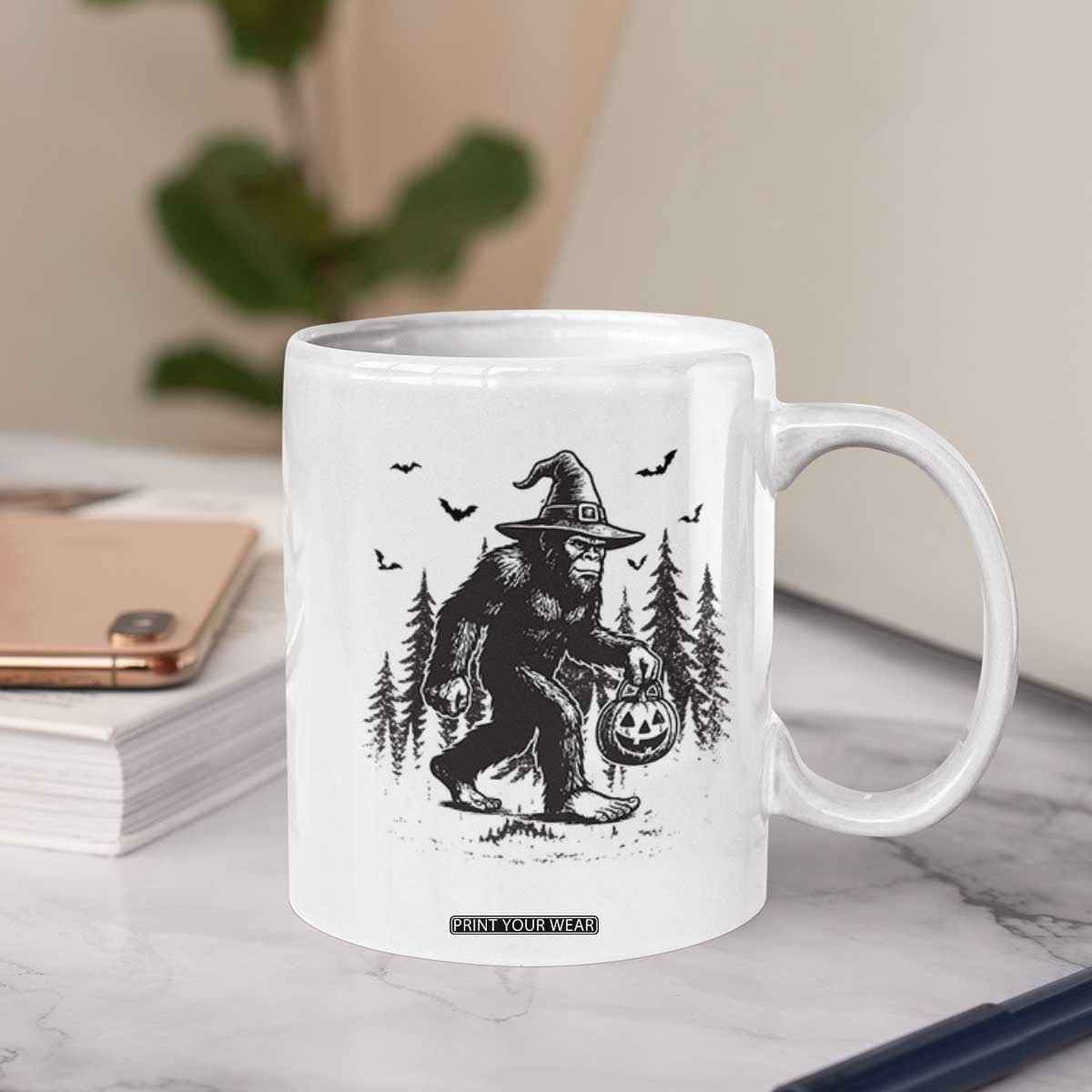 Funny Halloween Gift Coffee Mug Bigfoot Witch Costume TS12 Print Your Wear