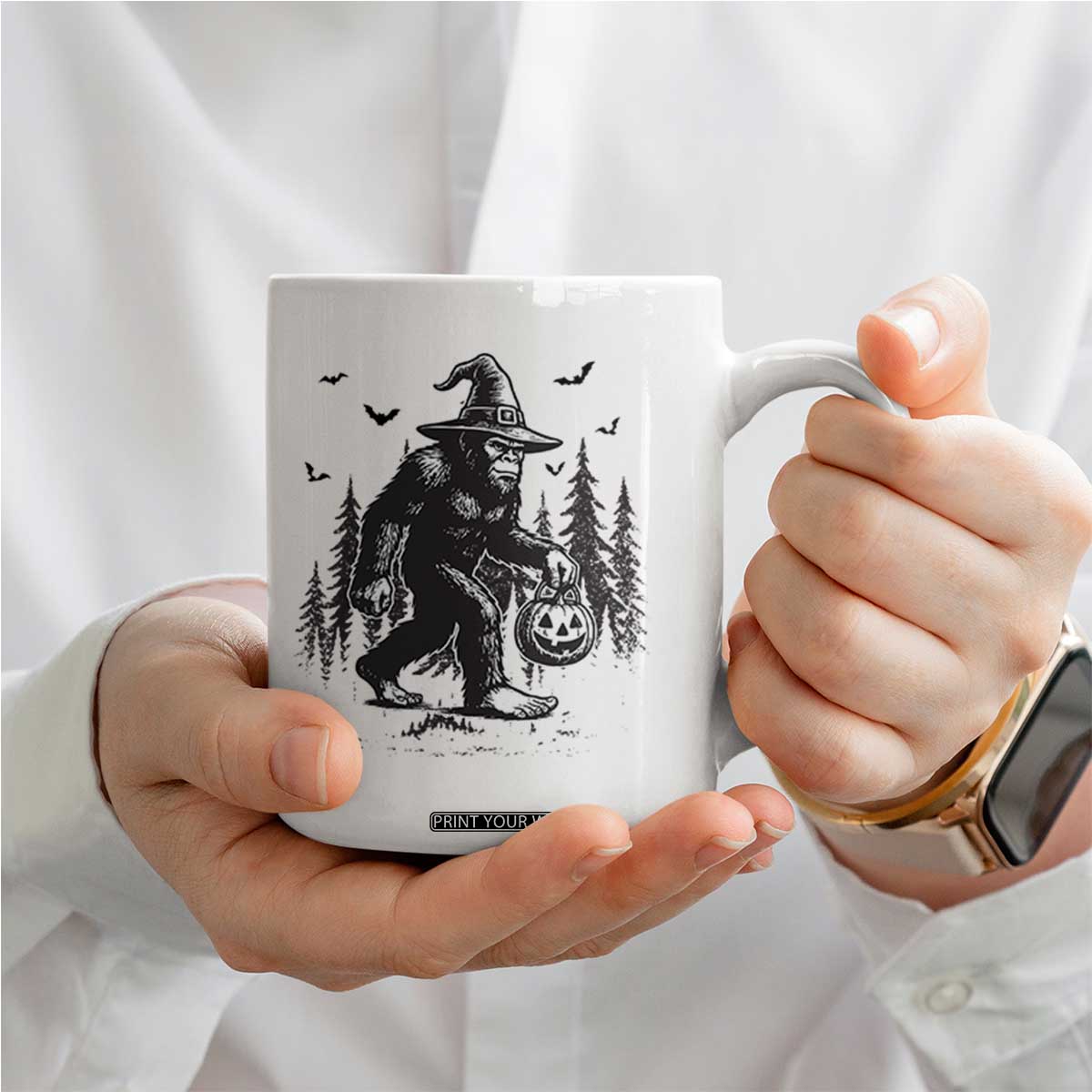 Funny Halloween Gift Coffee Mug Bigfoot Witch Costume TS12 Print Your Wear
