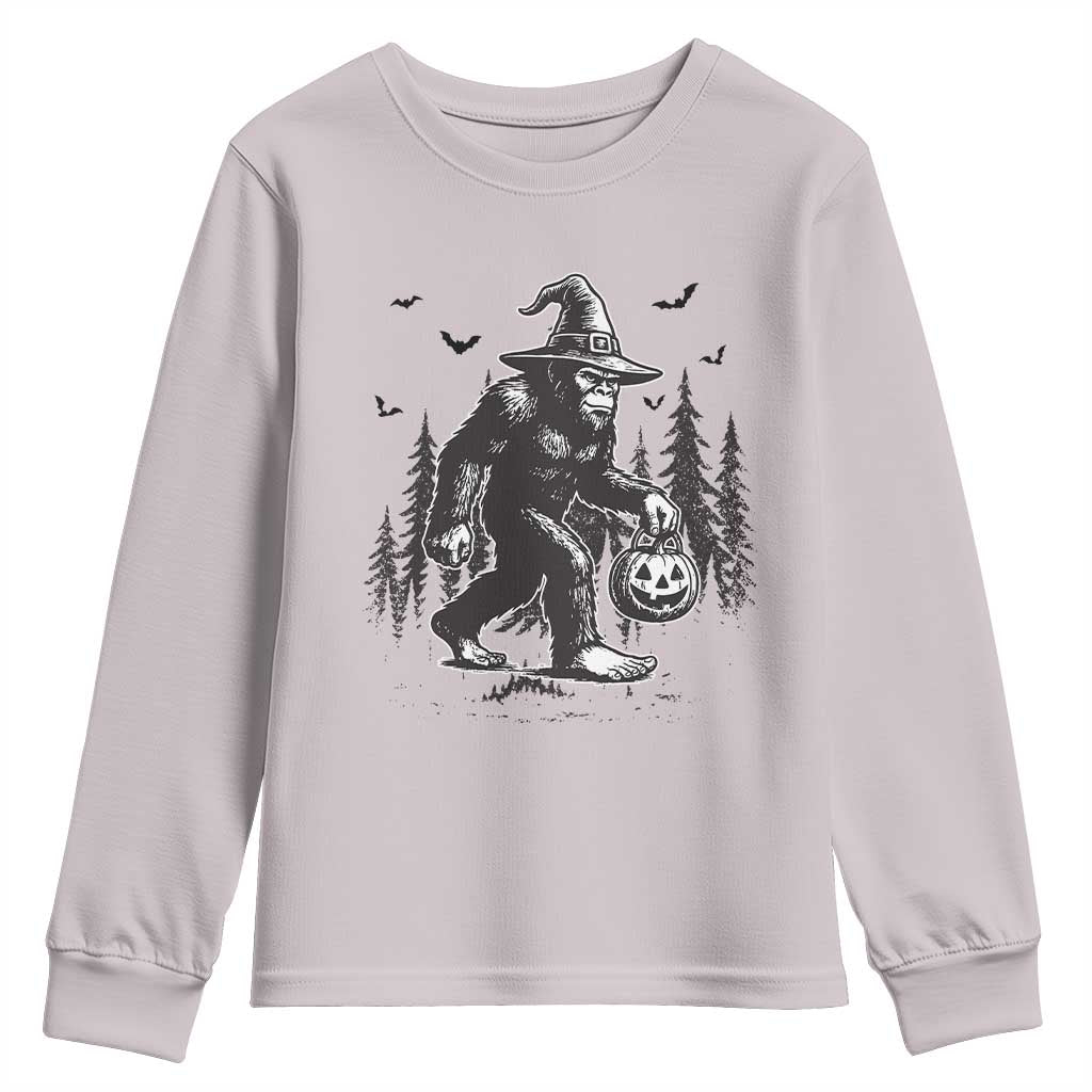 Funny Halloween Gift Youth Sweatshirt Bigfoot Witch Costume TS12 Ice Gray Print Your Wear
