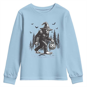 Funny Halloween Gift Youth Sweatshirt Bigfoot Witch Costume TS12 Light Blue Print Your Wear