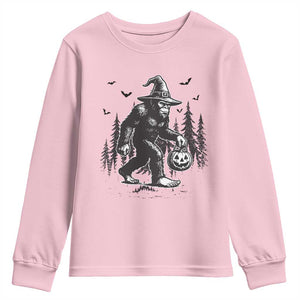 Funny Halloween Gift Youth Sweatshirt Bigfoot Witch Costume TS12 Light Pink Print Your Wear