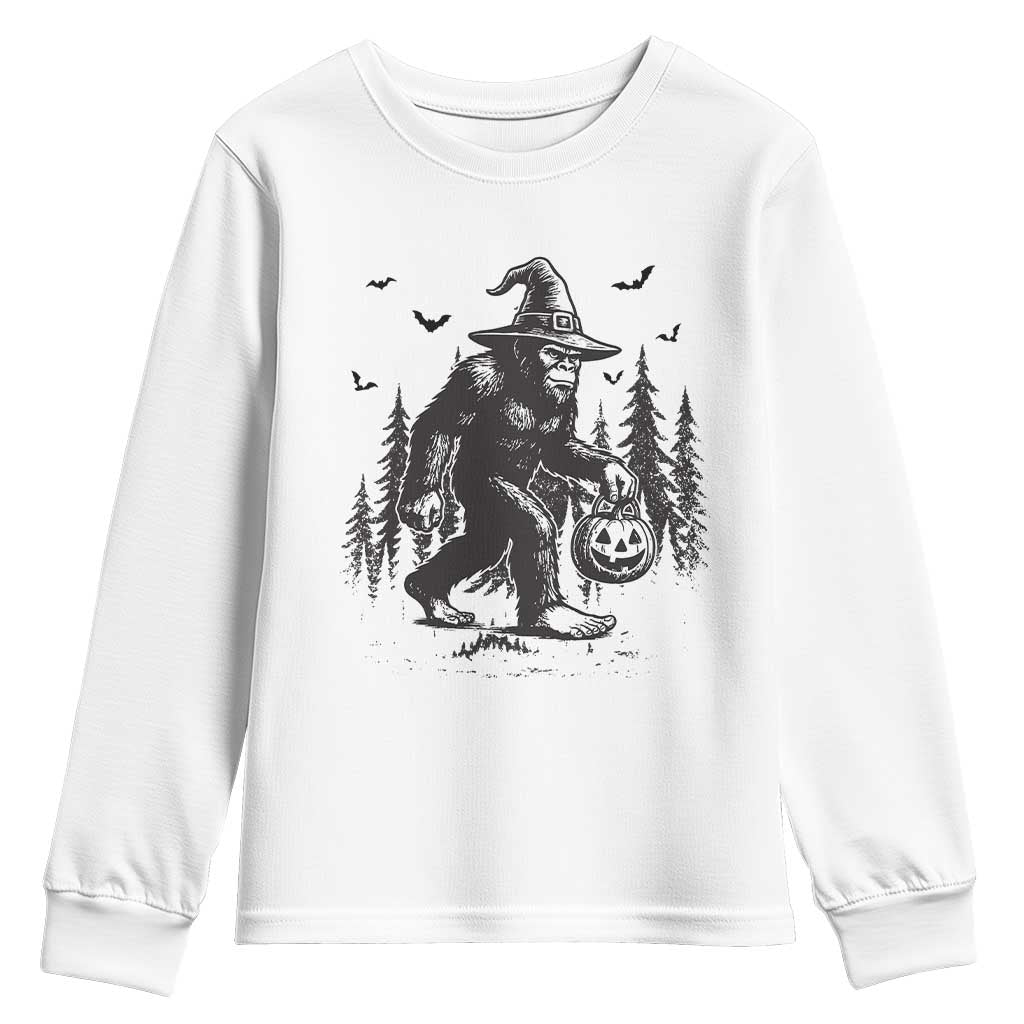 Funny Halloween Gift Youth Sweatshirt Bigfoot Witch Costume TS12 White Print Your Wear