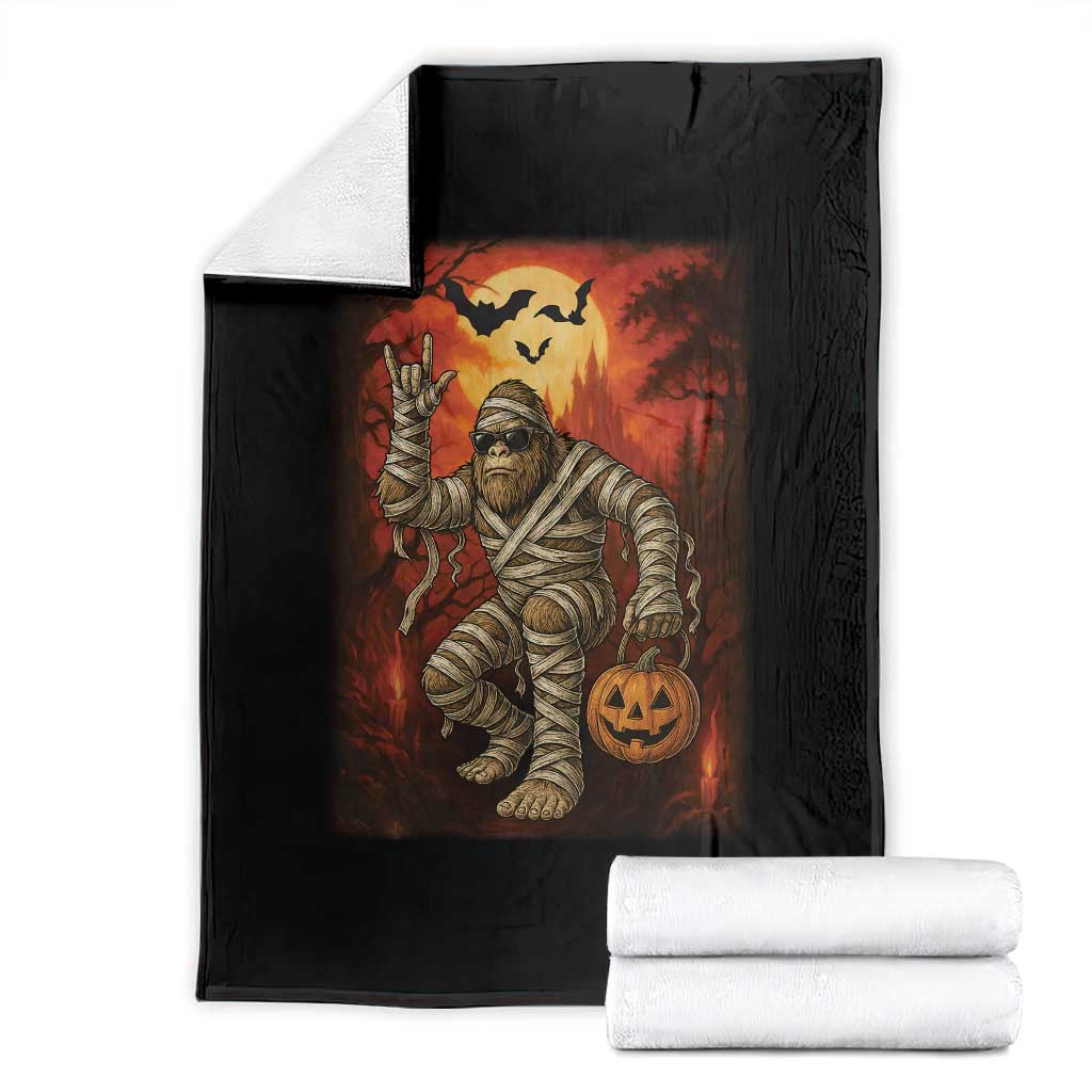 Halloween Mummy Bigfoot Throw Blanket Funny Cryptid Gift TS12 Black Print Your Wear