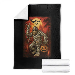 Halloween Mummy Bigfoot Throw Blanket Funny Cryptid Gift TS12 Black Print Your Wear