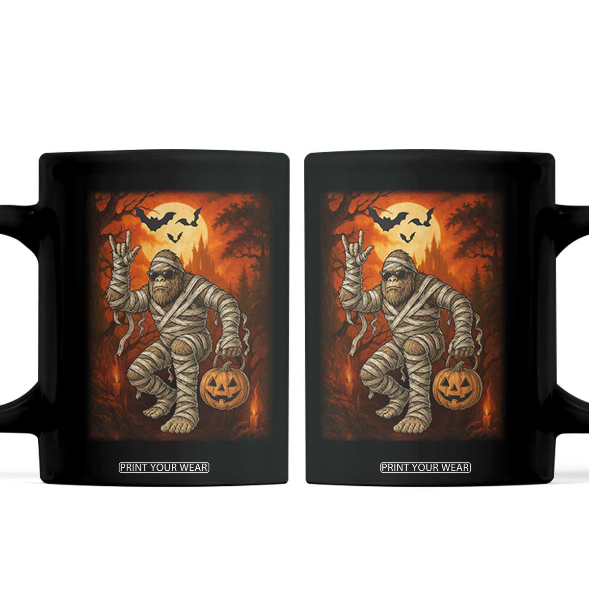 Halloween Mummy Bigfoot Coffee Mug Funny Cryptid Gift TS12 Black Print Your Wear