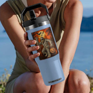 Halloween Mummy Bigfoot Flip Straw Tumbler Funny Cryptid Gift TS12 One Size: 30 oz Light Blue Print Your Wear