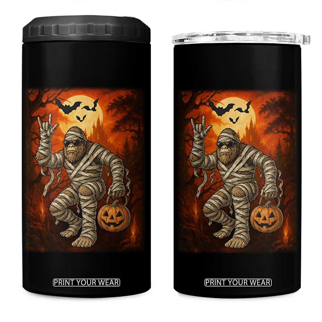 Halloween Mummy Bigfoot 4 in 1 Can Cooler Tumbler Funny Cryptid Gift TS12 One Size: 16 oz Black Print Your Wear
