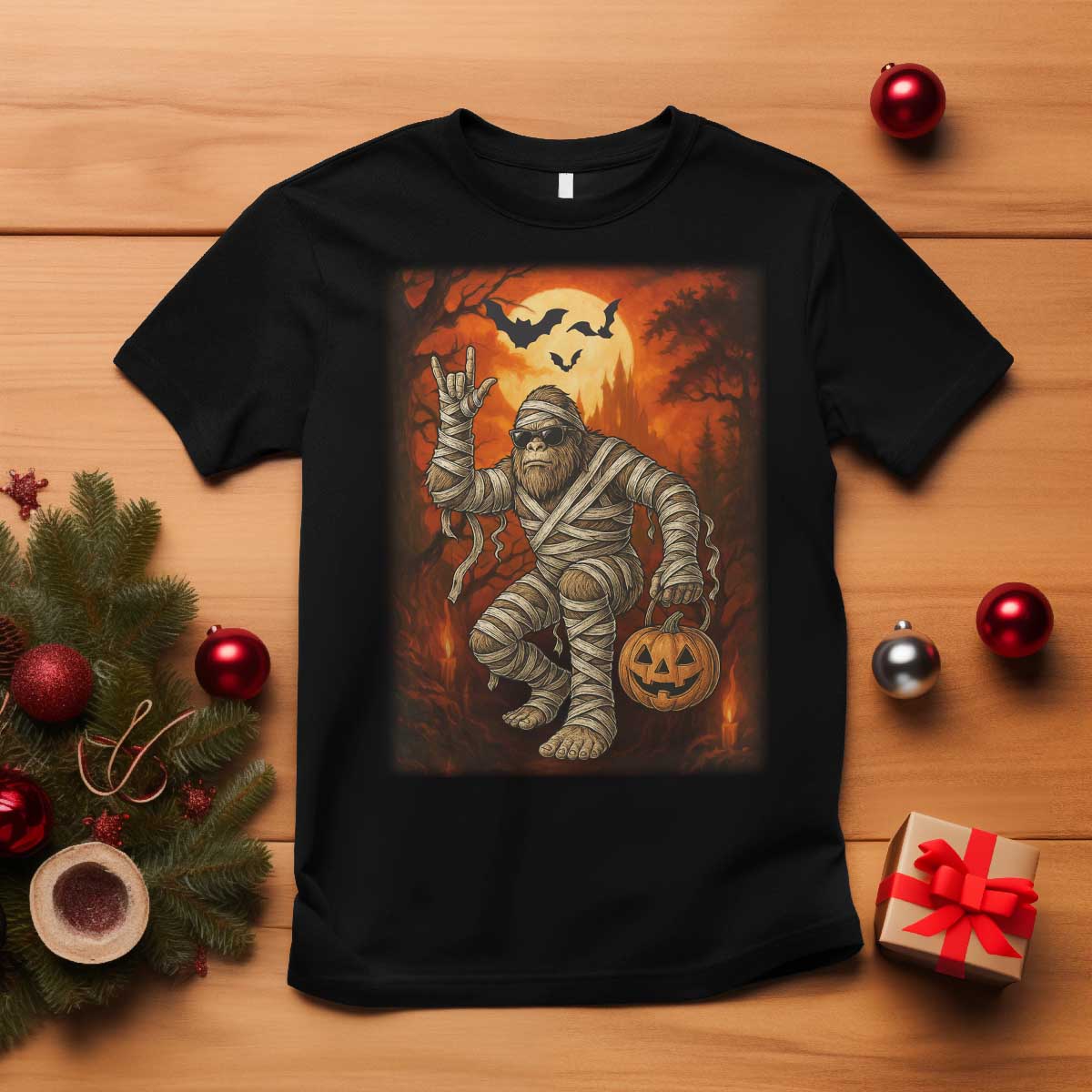 Halloween Mummy Bigfoot T Shirt Funny Cryptid Gift TS12 Black Print Your Wear