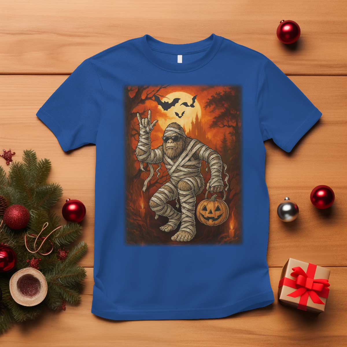 Halloween Mummy Bigfoot T Shirt Funny Cryptid Gift TS12 Royal Blue Print Your Wear