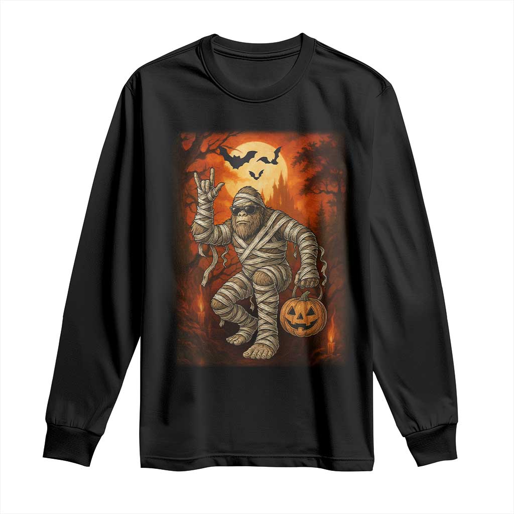 Halloween Mummy Bigfoot Long Sleeve Shirt Funny Cryptid Gift TS12 Black Print Your Wear