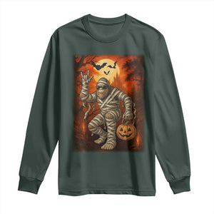 Halloween Mummy Bigfoot Long Sleeve Shirt Funny Cryptid Gift TS12 Dark Forest Green Print Your Wear