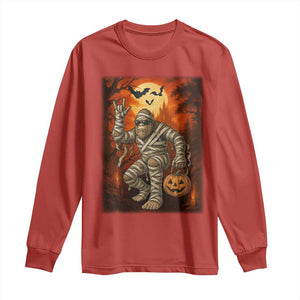 Halloween Mummy Bigfoot Long Sleeve Shirt Funny Cryptid Gift TS12 Red Print Your Wear