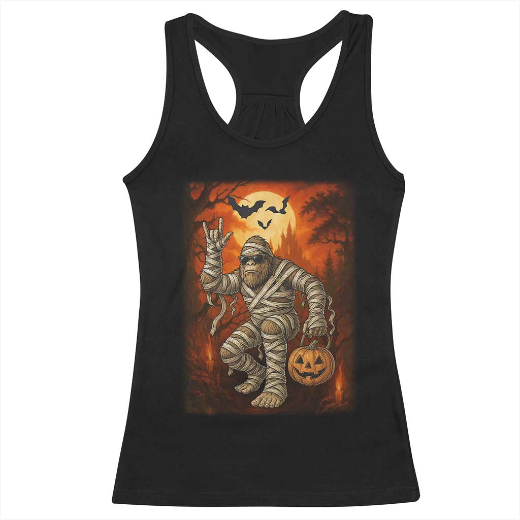 Halloween Mummy Bigfoot Racerback Tank Top Funny Cryptid Gift TS12 Black Print Your Wear
