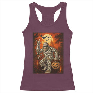 Halloween Mummy Bigfoot Racerback Tank Top Funny Cryptid Gift TS12 Maroon Print Your Wear