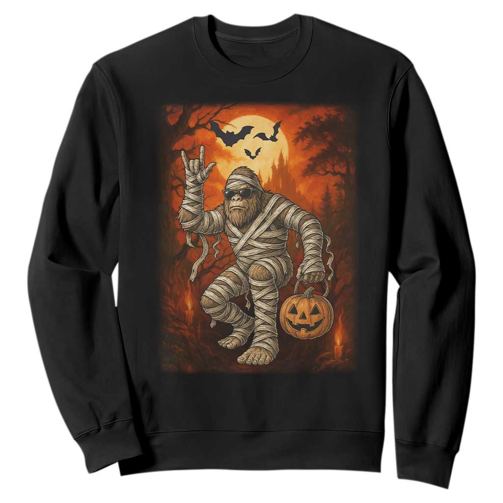 Halloween Mummy Bigfoot Sweatshirt Funny Cryptid Gift TS12 Black Print Your Wear