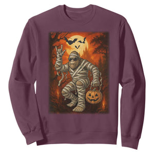Halloween Mummy Bigfoot Sweatshirt Funny Cryptid Gift TS12 Maroon Print Your Wear