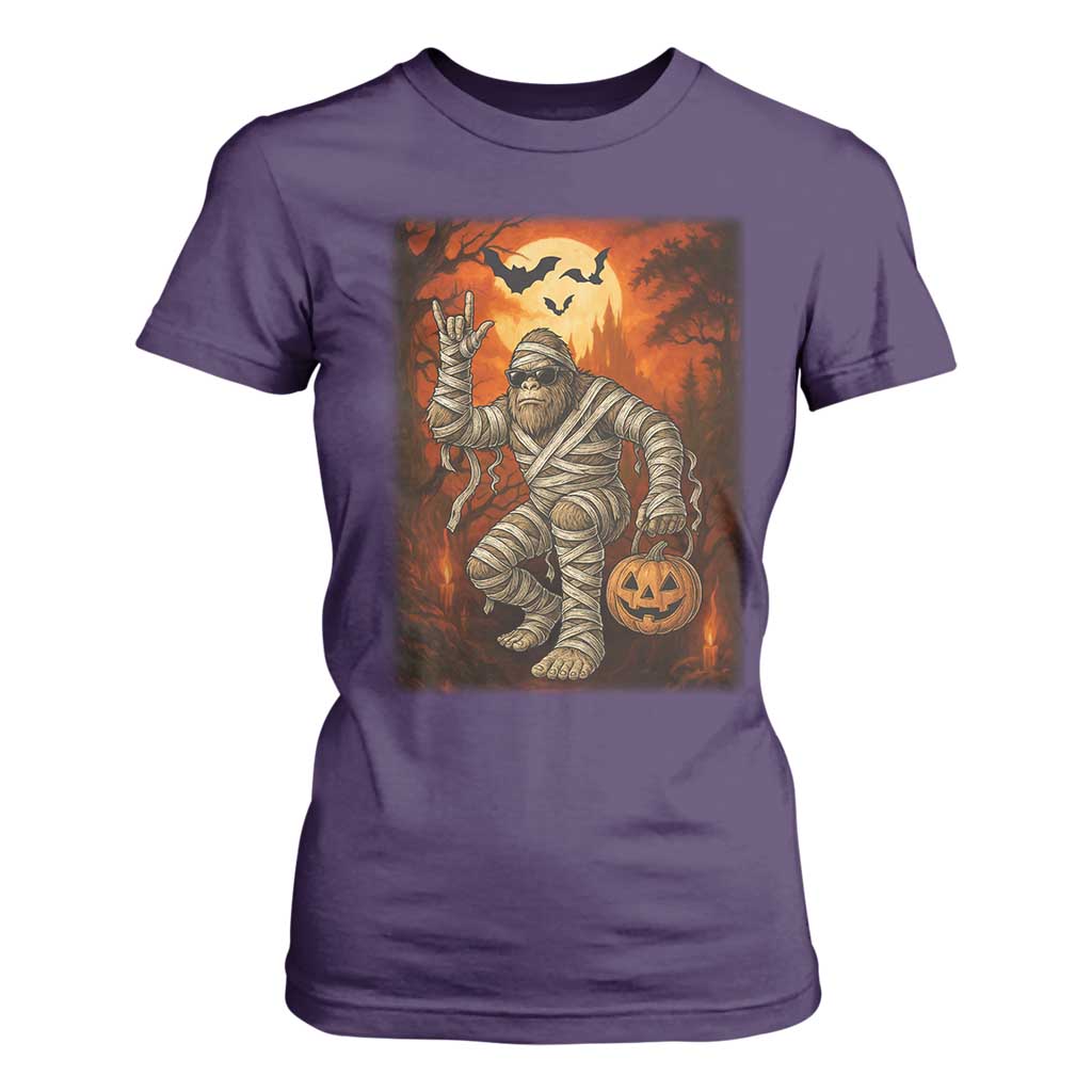Halloween Mummy Bigfoot T Shirt For Women Funny Cryptid Gift TS12 Purple Print Your Wear