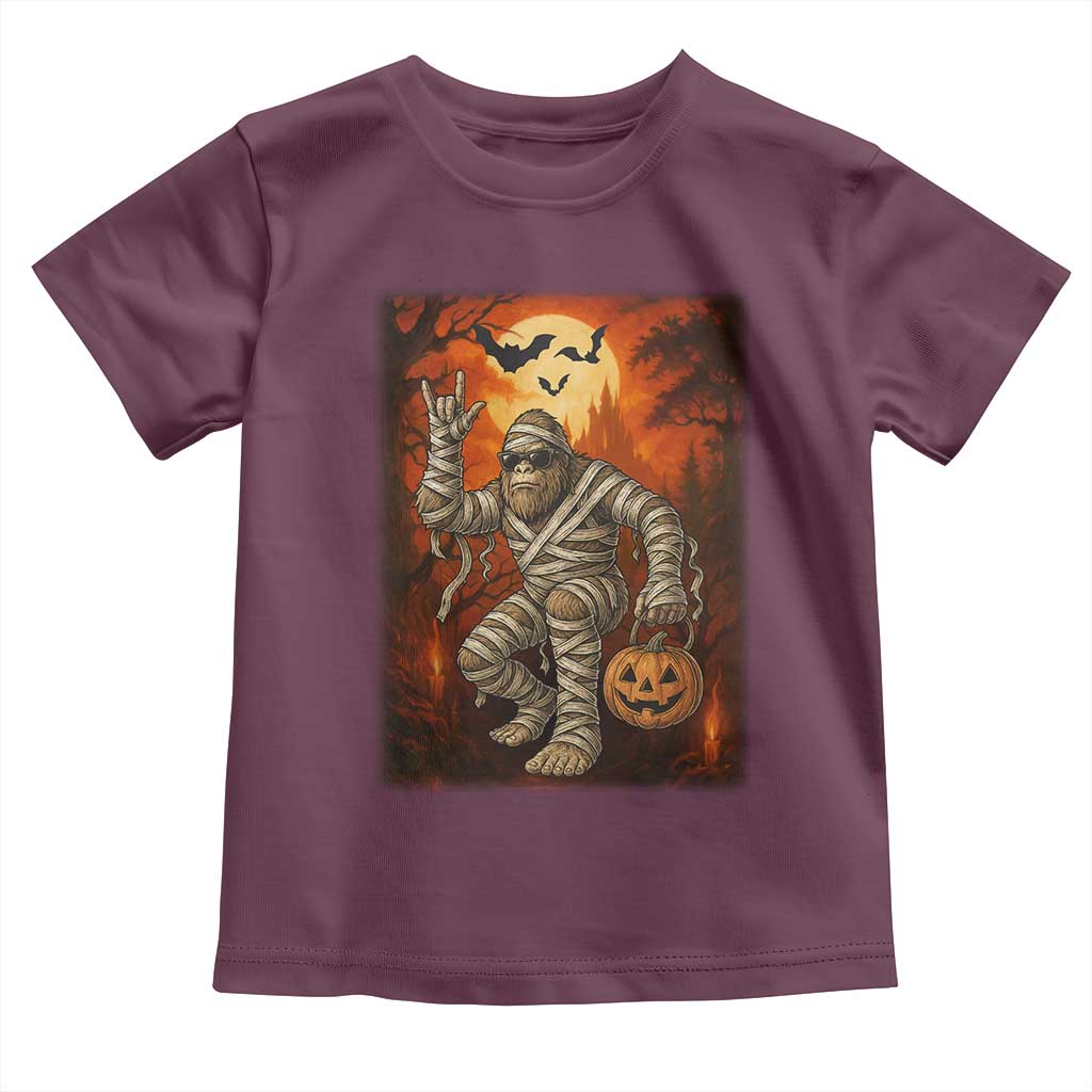 Halloween Mummy Bigfoot Toddler T Shirt Funny Cryptid Gift TS12 Maroon Print Your Wear