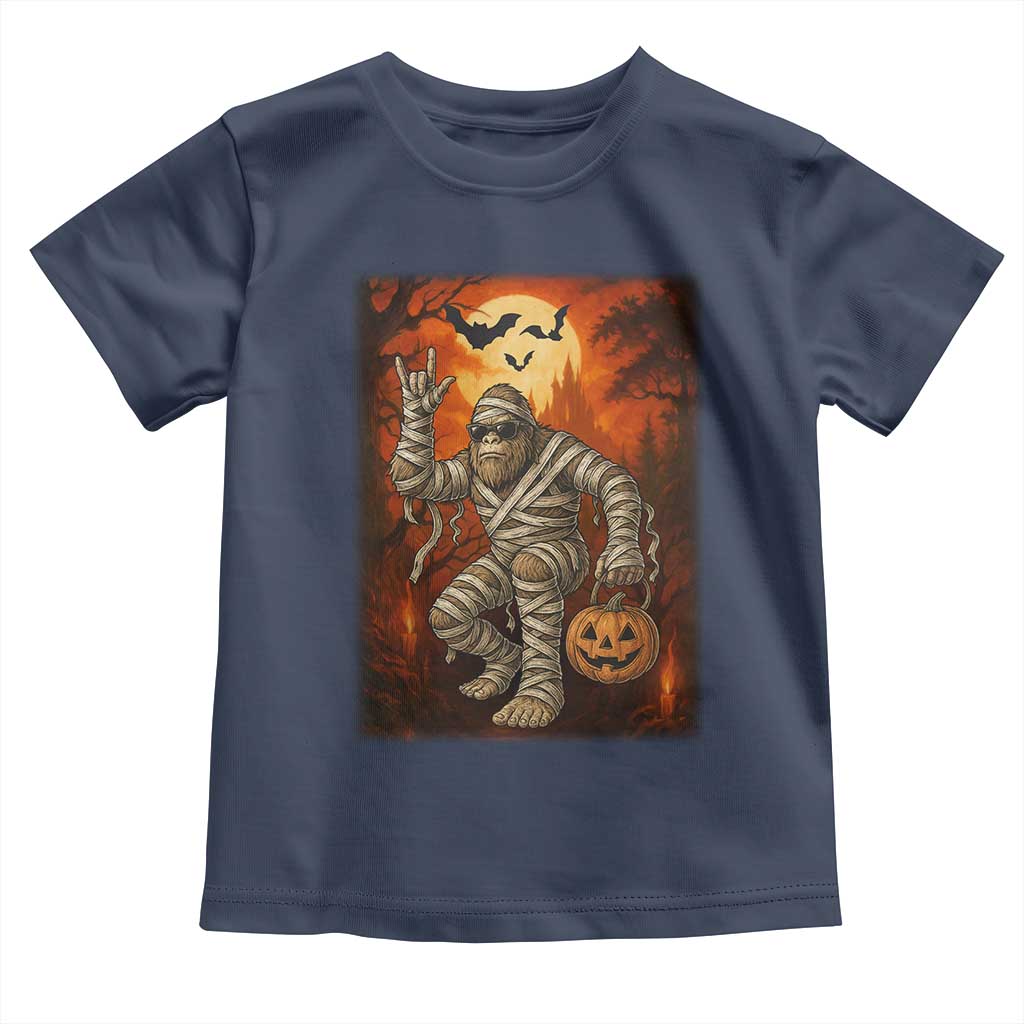 Halloween Mummy Bigfoot Toddler T Shirt Funny Cryptid Gift TS12 Navy Print Your Wear