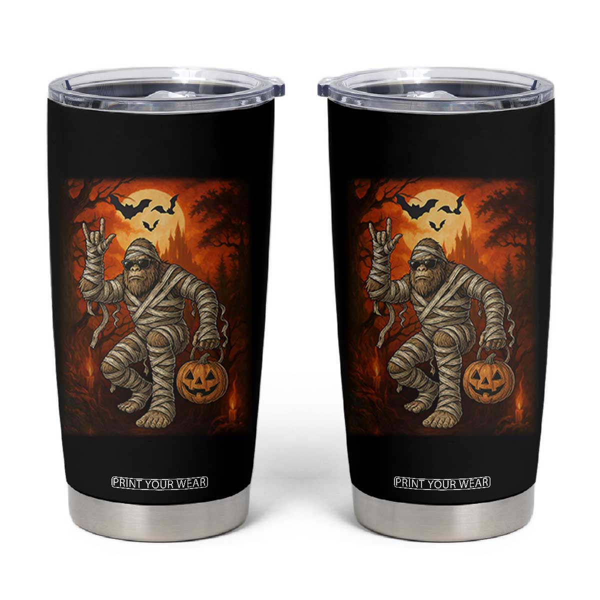 Halloween Mummy Bigfoot Tumbler Cup Funny Cryptid Gift TS12 Black Print Your Wear