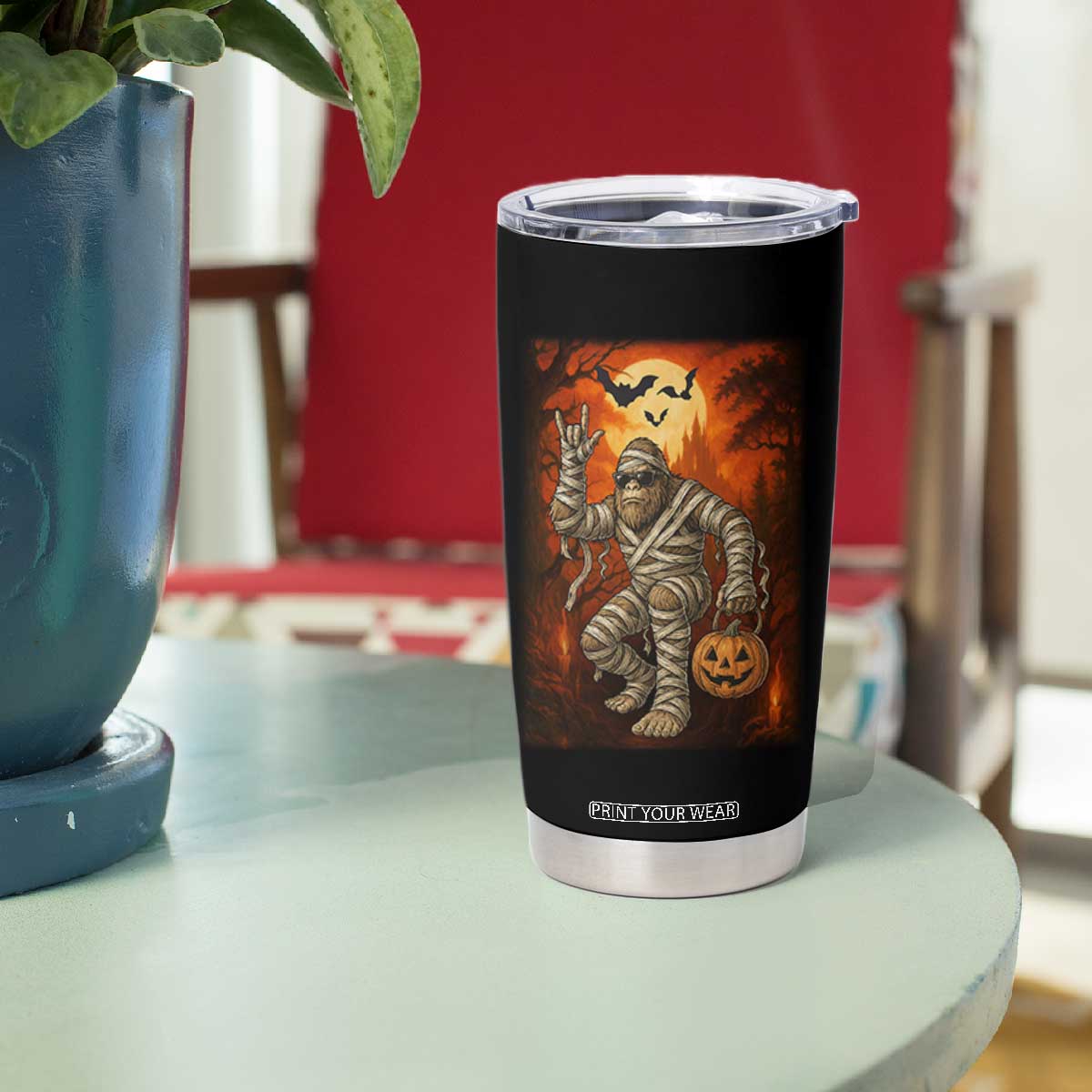 Halloween Mummy Bigfoot Tumbler Cup Funny Cryptid Gift TS12 Print Your Wear