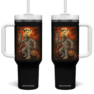 Halloween Mummy Bigfoot Tumbler With Handle Funny Cryptid Gift TS12 One Size: 40 oz Black Print Your Wear