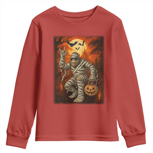 Halloween Mummy Bigfoot Youth Sweatshirt Funny Cryptid Gift TS12 Red Print Your Wear
