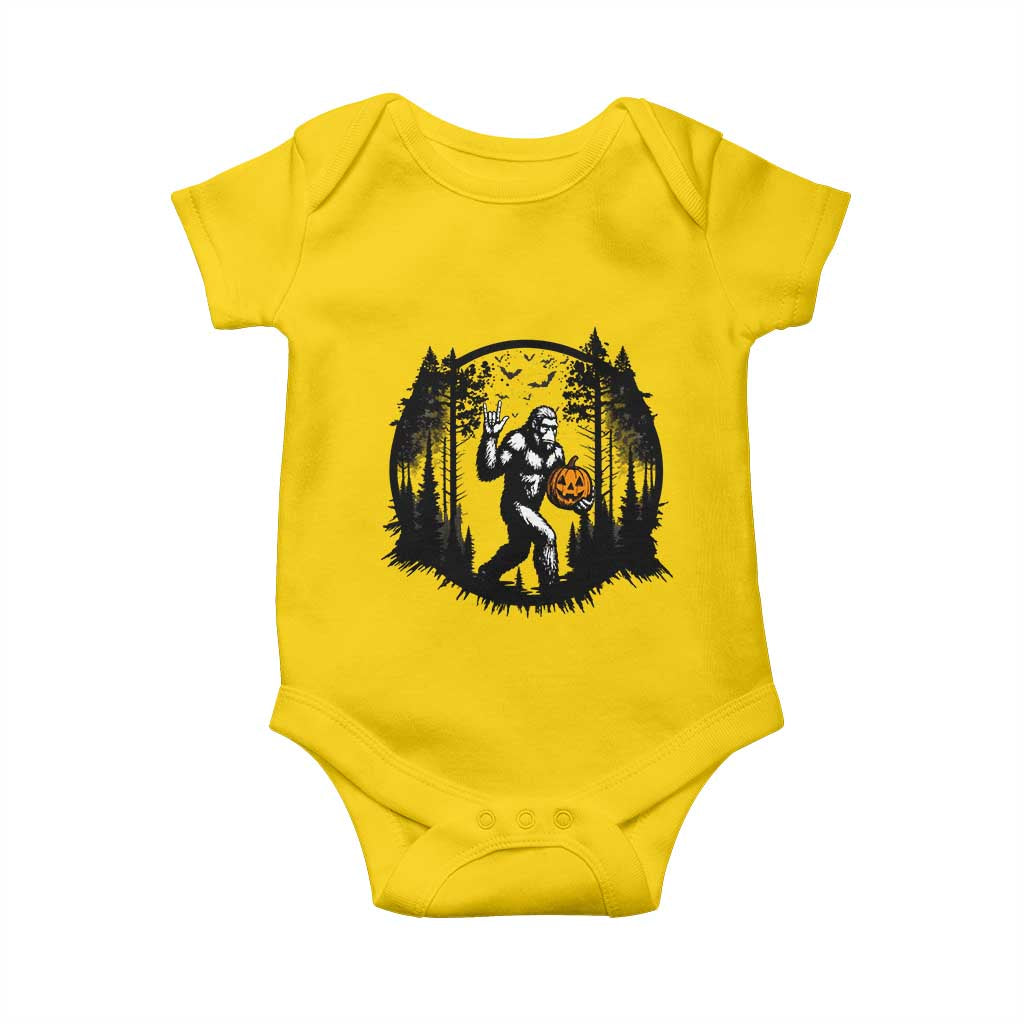 Funny Halloween Bigfoot With Jack O Lantern Baby Onesie TS12 Daisy Print Your Wear