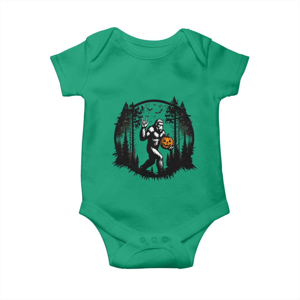 Funny Halloween Bigfoot With Jack O Lantern Baby Onesie TS12 Irish Green Print Your Wear