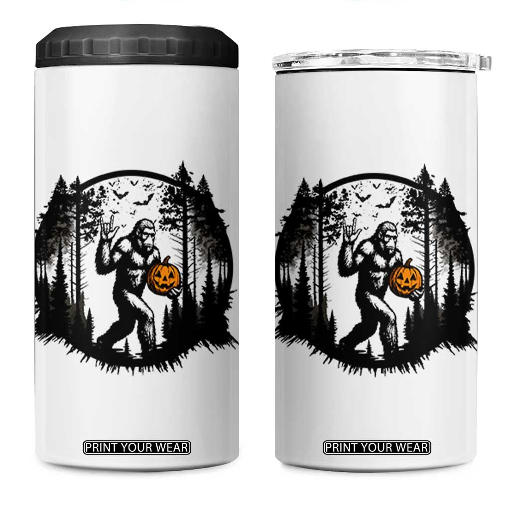 Funny Halloween Bigfoot With Jack O Lantern 4 in 1 Can Cooler Tumbler TS12 One Size: 16 oz White Print Your Wear