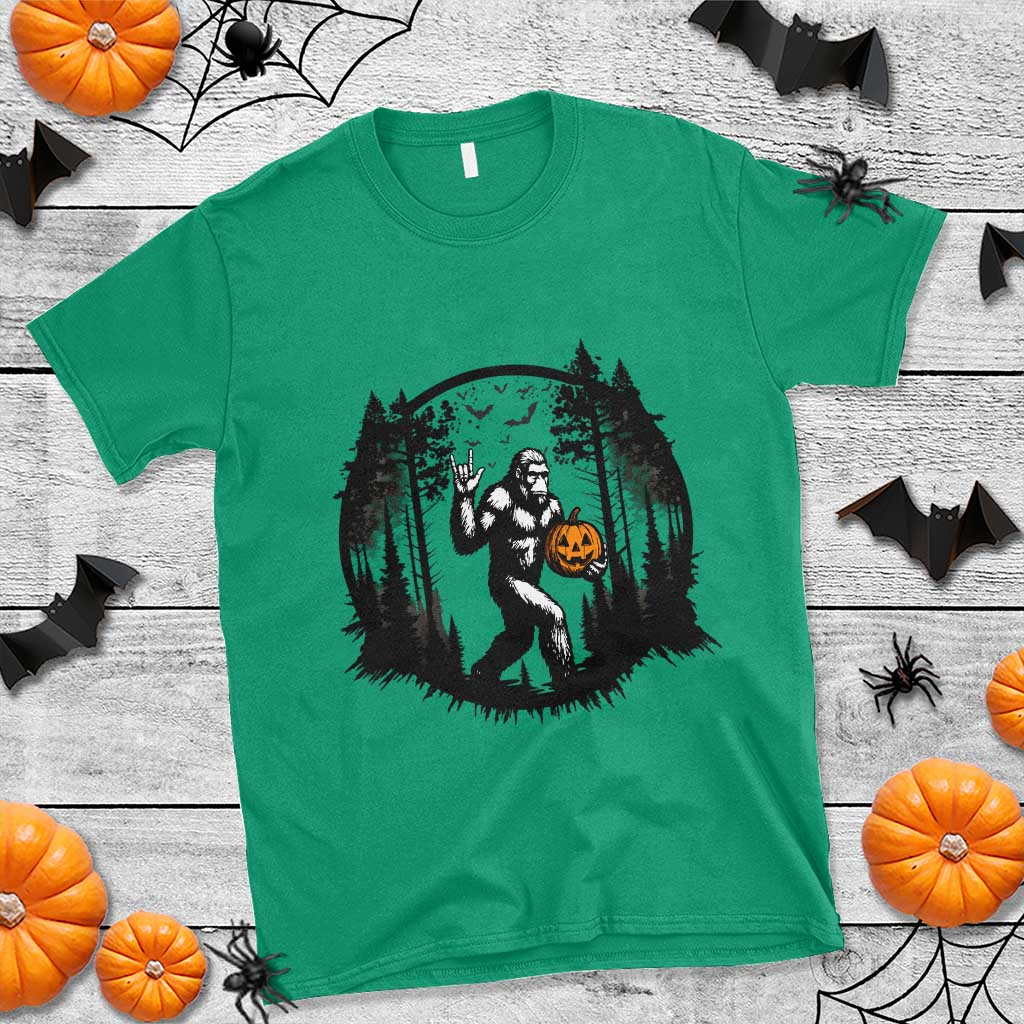 Funny Halloween Bigfoot With Jack O Lantern T Shirt TS12 Irish Green Print Your Wear