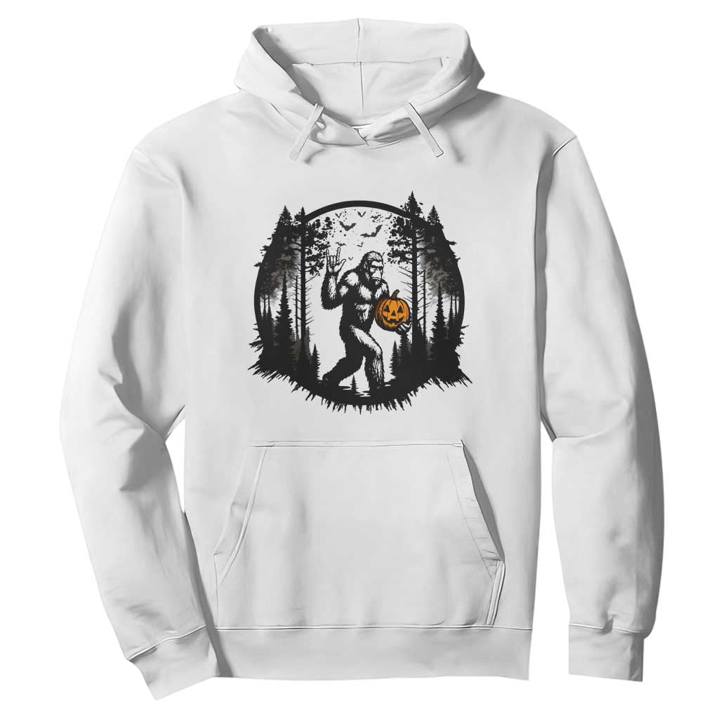 Funny Halloween Bigfoot With Jack O Lantern Hoodie TS12 White Print Your Wear