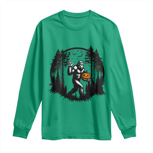 Funny Halloween Bigfoot With Jack O Lantern Long Sleeve Shirt TS12 Irish Green Print Your Wear