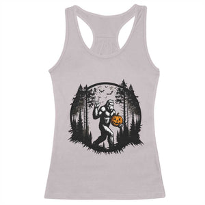 Funny Halloween Bigfoot With Jack O Lantern Racerback Tank Top TS12 Ice Gray Print Your Wear