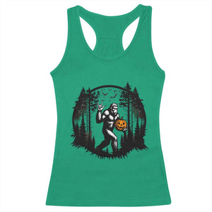 Funny Halloween Bigfoot With Jack O Lantern Racerback Tank Top TS12 Irish Green Print Your Wear