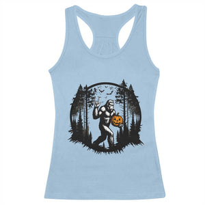 Funny Halloween Bigfoot With Jack O Lantern Racerback Tank Top TS12 Light Blue Print Your Wear