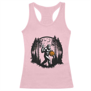 Funny Halloween Bigfoot With Jack O Lantern Racerback Tank Top TS12 Light Pink Print Your Wear