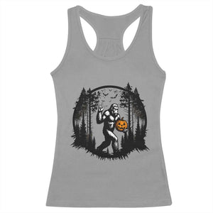 Funny Halloween Bigfoot With Jack O Lantern Racerback Tank Top TS12 Sport Gray Print Your Wear