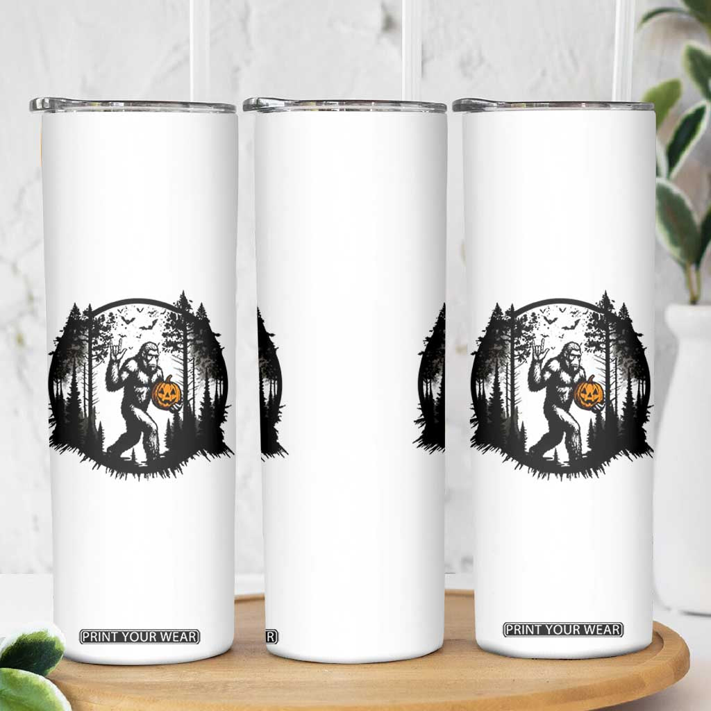 Funny Halloween Bigfoot With Jack O Lantern Skinny Tumbler TS12 Print Your Wear