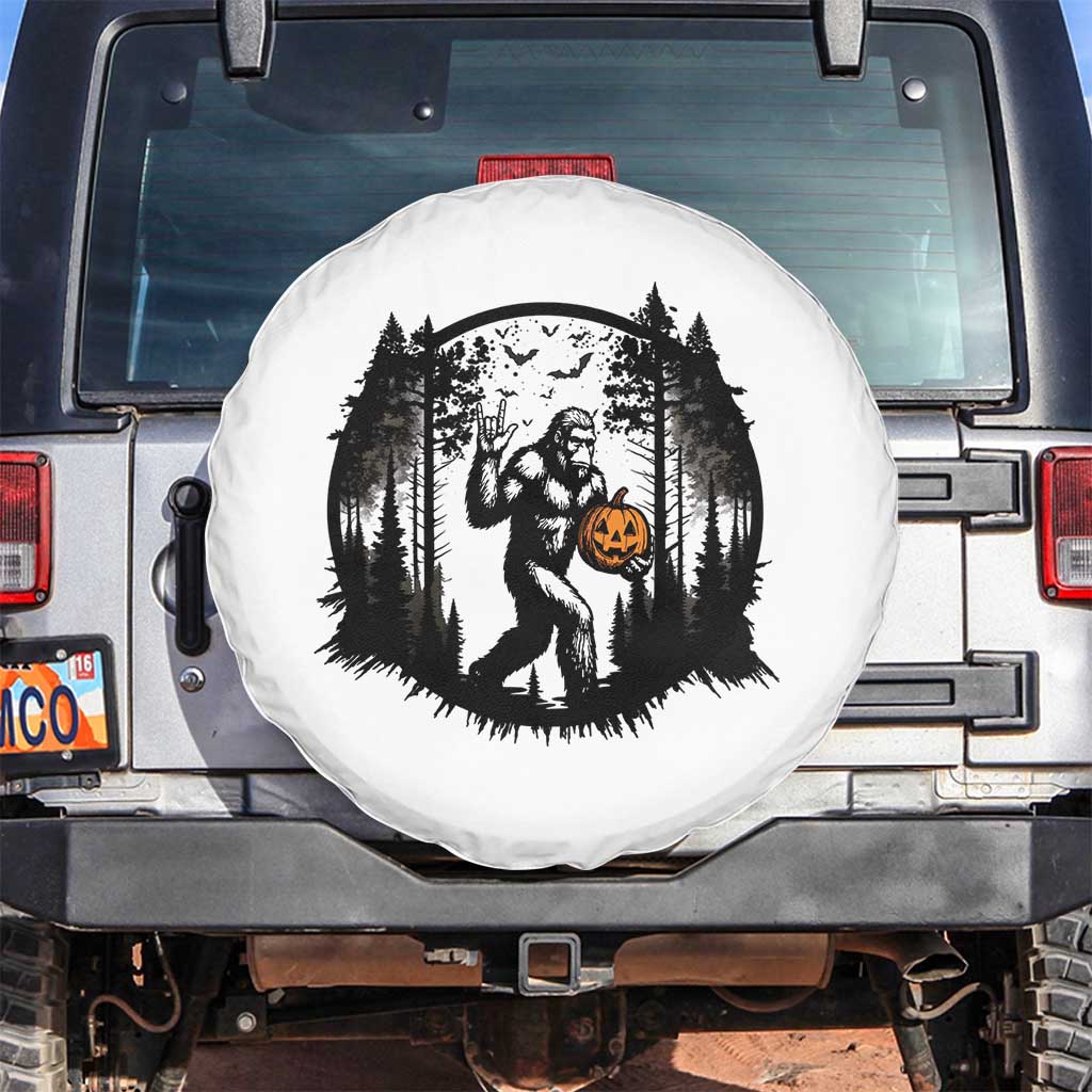 Funny Halloween Bigfoot With Jack O Lantern Spare Tire Cover TS12 No hole White Print Your Wear
