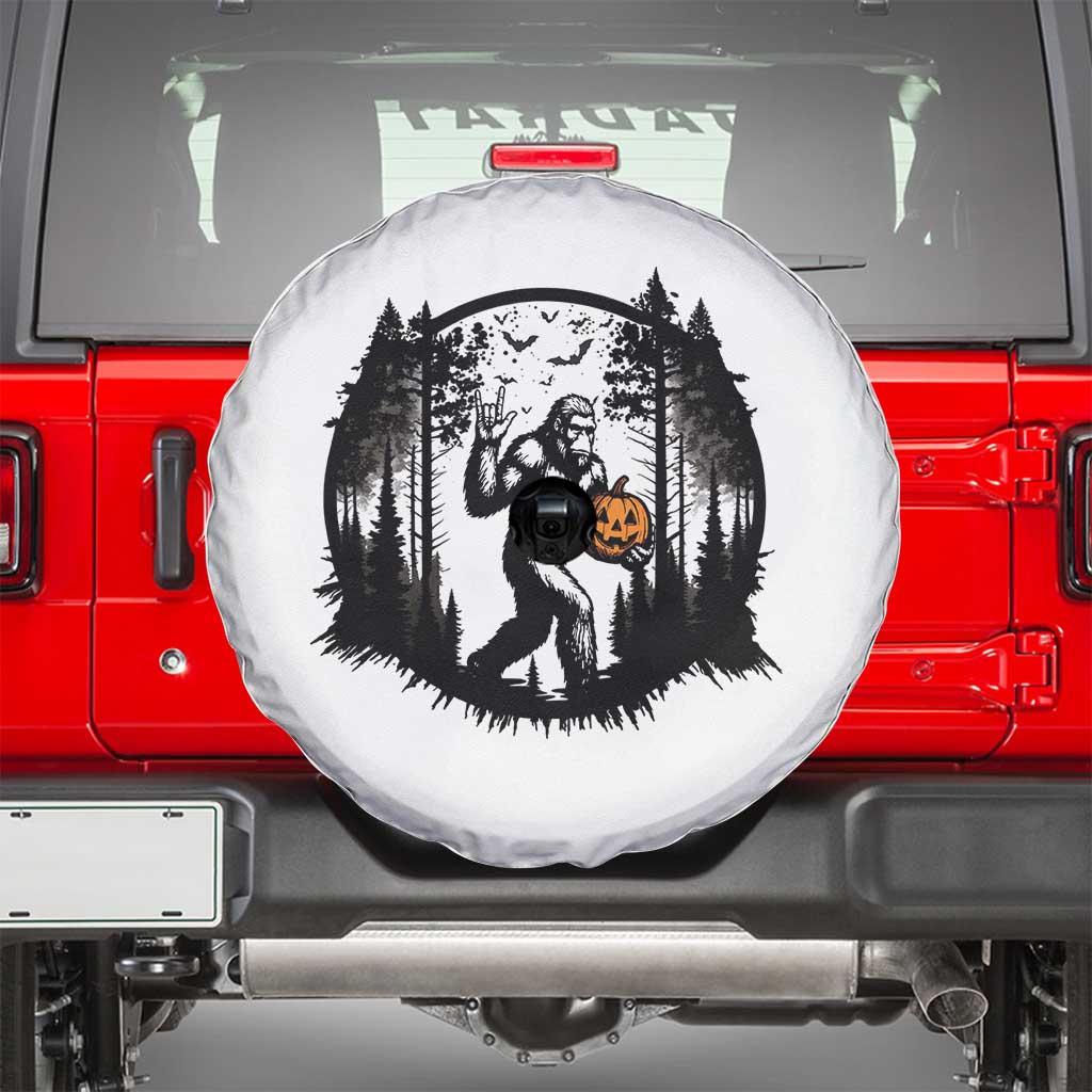 Funny Halloween Bigfoot With Jack O Lantern Spare Tire Cover TS12 White Print Your Wear