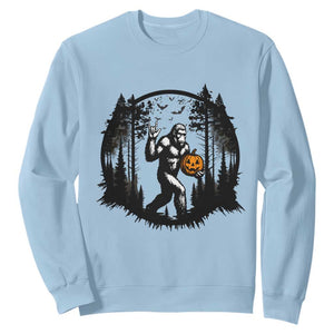 Funny Halloween Bigfoot With Jack O Lantern Sweatshirt TS12 Light Blue Print Your Wear