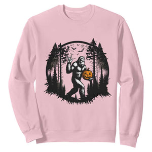 Funny Halloween Bigfoot With Jack O Lantern Sweatshirt TS12 Light Pink Print Your Wear