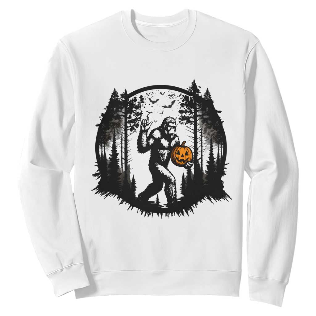 Funny Halloween Bigfoot With Jack O Lantern Sweatshirt TS12 White Print Your Wear