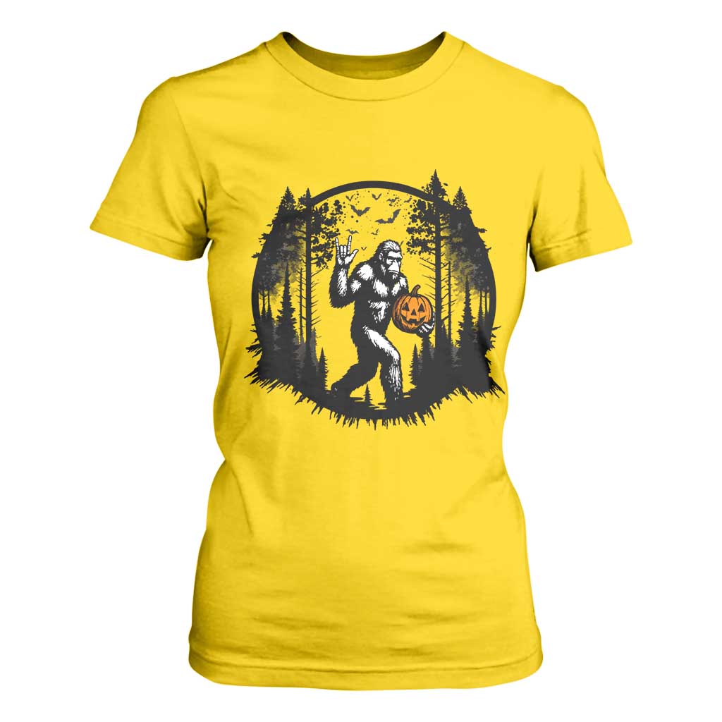 Funny Halloween Bigfoot With Jack O Lantern T Shirt For Women TS12 Daisy Print Your Wear