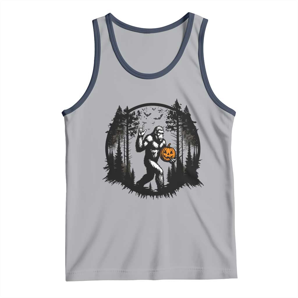 Funny Halloween Bigfoot With Jack O Lantern Tank Top TS12 Athletic Heather Navy Print Your Wear