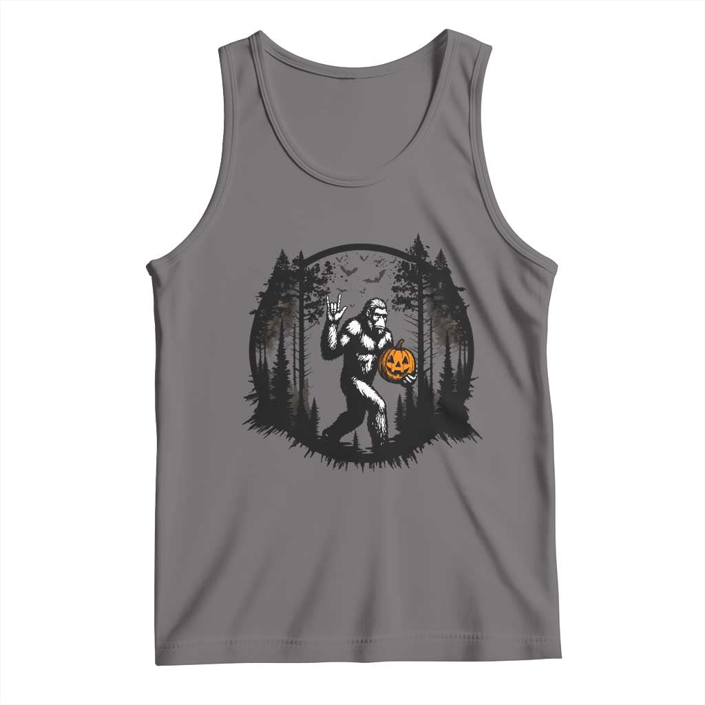 Funny Halloween Bigfoot With Jack O Lantern Tank Top TS12 Deep Heather Print Your Wear